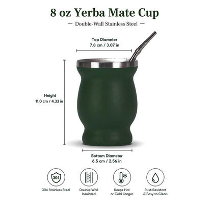 Wholesale Custom Logo 8oz Insulated Yerba Mate Cup with Straw - Product Image 8