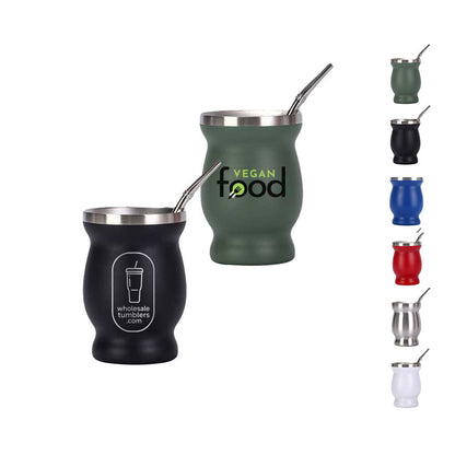 Wholesale Custom Logo 8oz Insulated Yerba Mate Cup with Straw - Main View