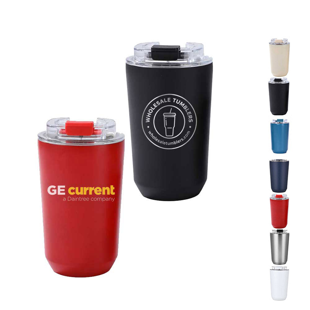 Wholesale Custom Logo 12oz Insulated Travel Tumbler Flip-Top Lid - Main View