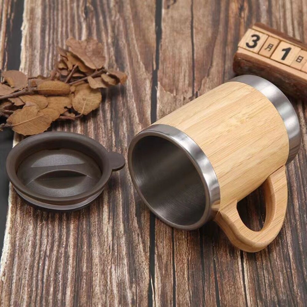 Wholesale Custom Logo 12oz Bamboo Insulated Coffee Mug - Product Image 4