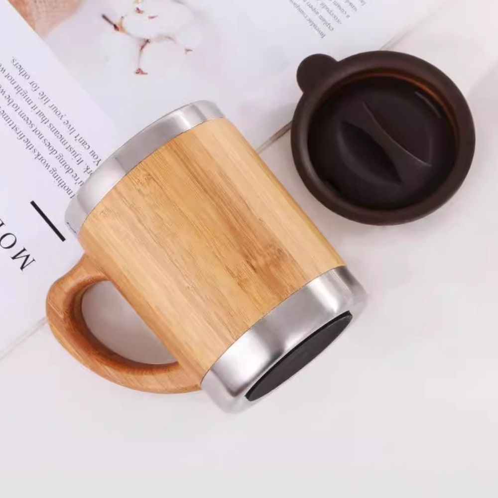 Wholesale Custom Logo 12oz Bamboo Insulated Coffee Mug - Product Image 5