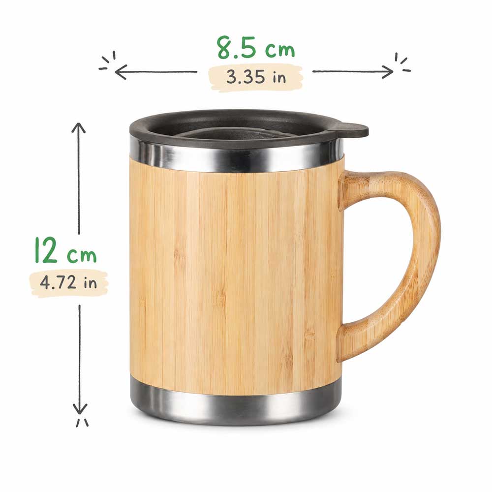 Wholesale Custom Logo 12oz Bamboo Insulated Coffee Mug - Product Image 6