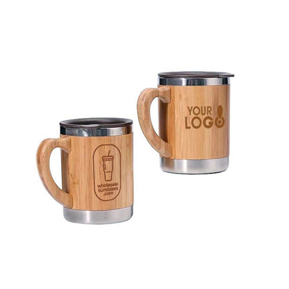 Wholesale Custom Logo 12oz Bamboo Insulated Coffee Mug - Main View