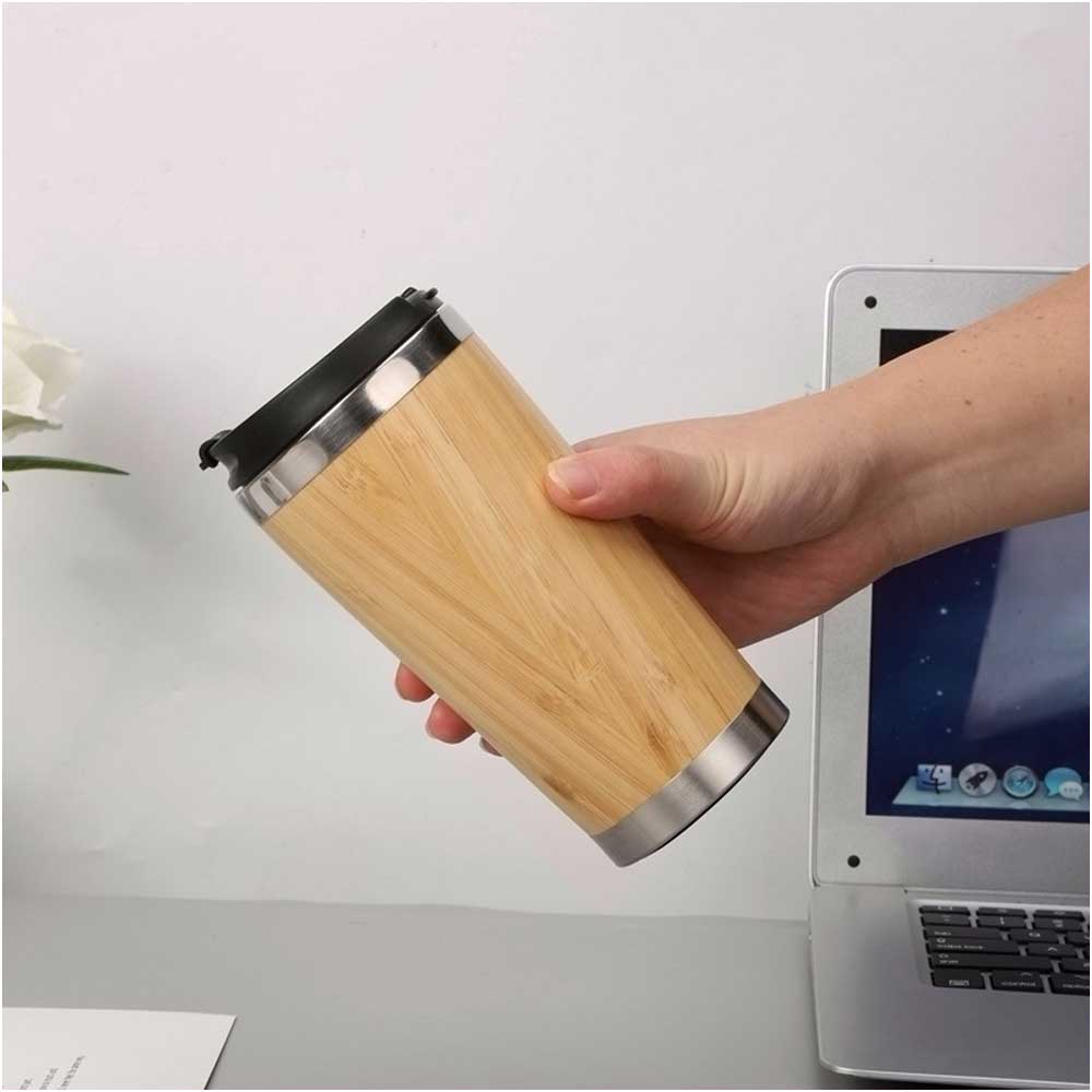 Wholesale Custom Logo 15oz Bamboo Insulated Coffee Tumbler Eco-friendly - Product Image 4