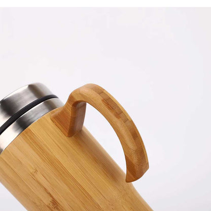 Wholesale Custom Logo 15oz Bamboo Coffee Tumbler with Ergonomic Handle - Product Image 2
