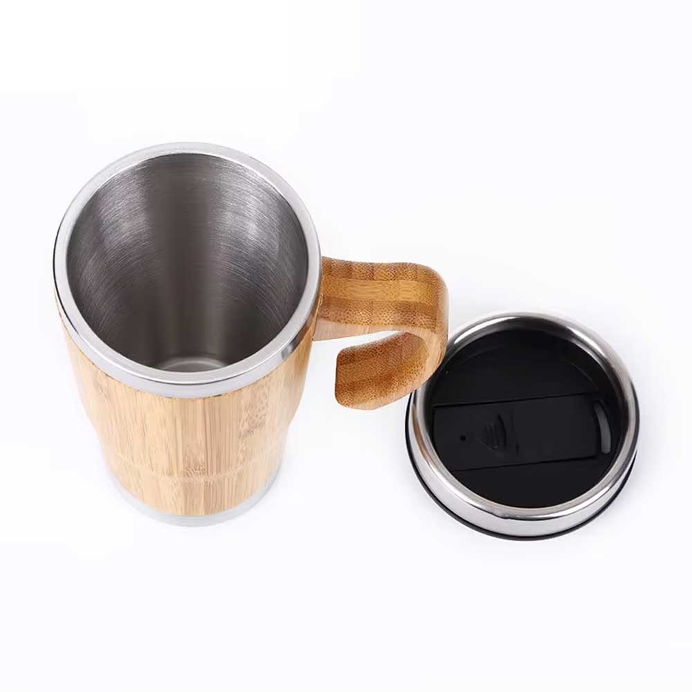 Wholesale Custom Logo 15oz Bamboo Coffee Tumbler with Ergonomic Handle - Product Image 4