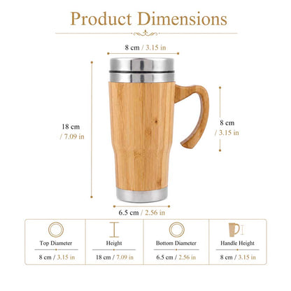 Wholesale Custom Logo 15oz Bamboo Coffee Tumbler with Ergonomic Handle - Product Image 6