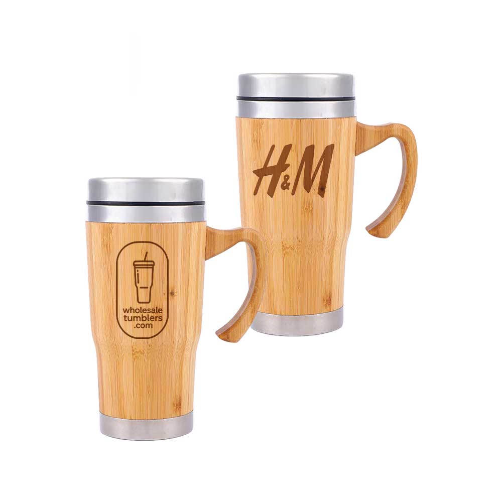 Wholesale Custom Logo 15oz Bamboo Coffee Tumbler with Ergonomic Handle - Main View