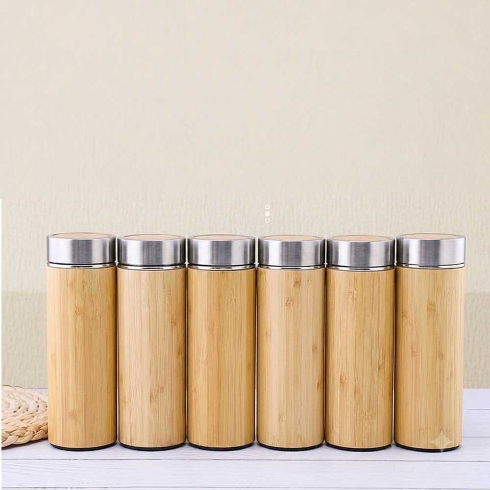 Wholesale Custom Logo 12oz Bamboo Insulated Water Bottle - Product Image 4