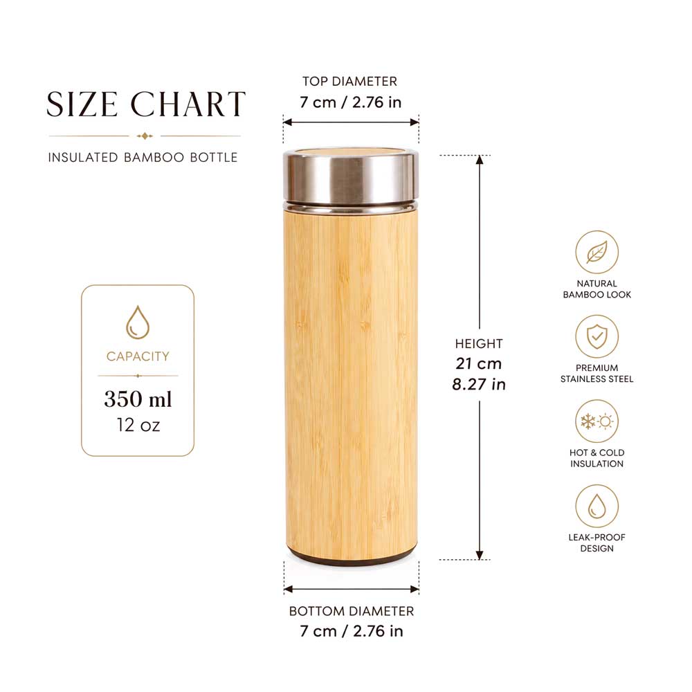 Wholesale Custom Logo 12oz Bamboo Insulated Water Bottle - Product Image 5