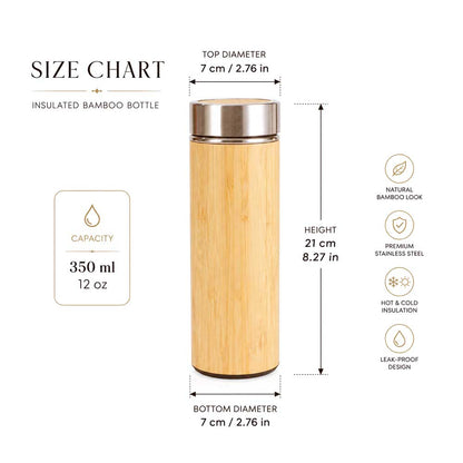 Wholesale Custom Logo 12oz Bamboo Insulated Water Bottle - Product Image 5