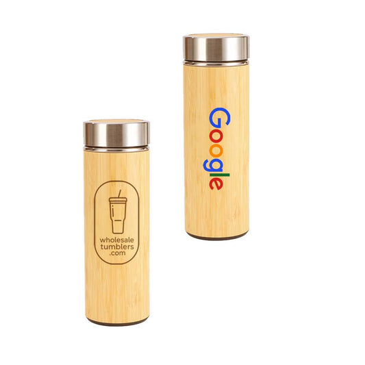 Wholesale Custom Logo 12oz Bamboo Insulated Water Bottle - Main View