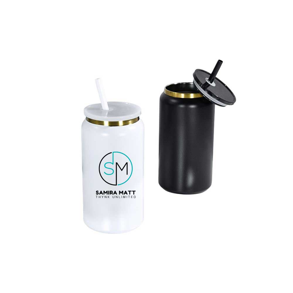 Wholesale Custom Logo 16oz Can Shaped Insulated Straw Tumbler - Product Image 2