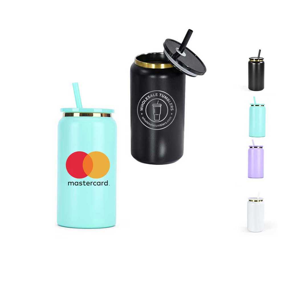 Wholesale Custom Logo 16oz Can Shaped Insulated Straw Tumbler - Product Image 7