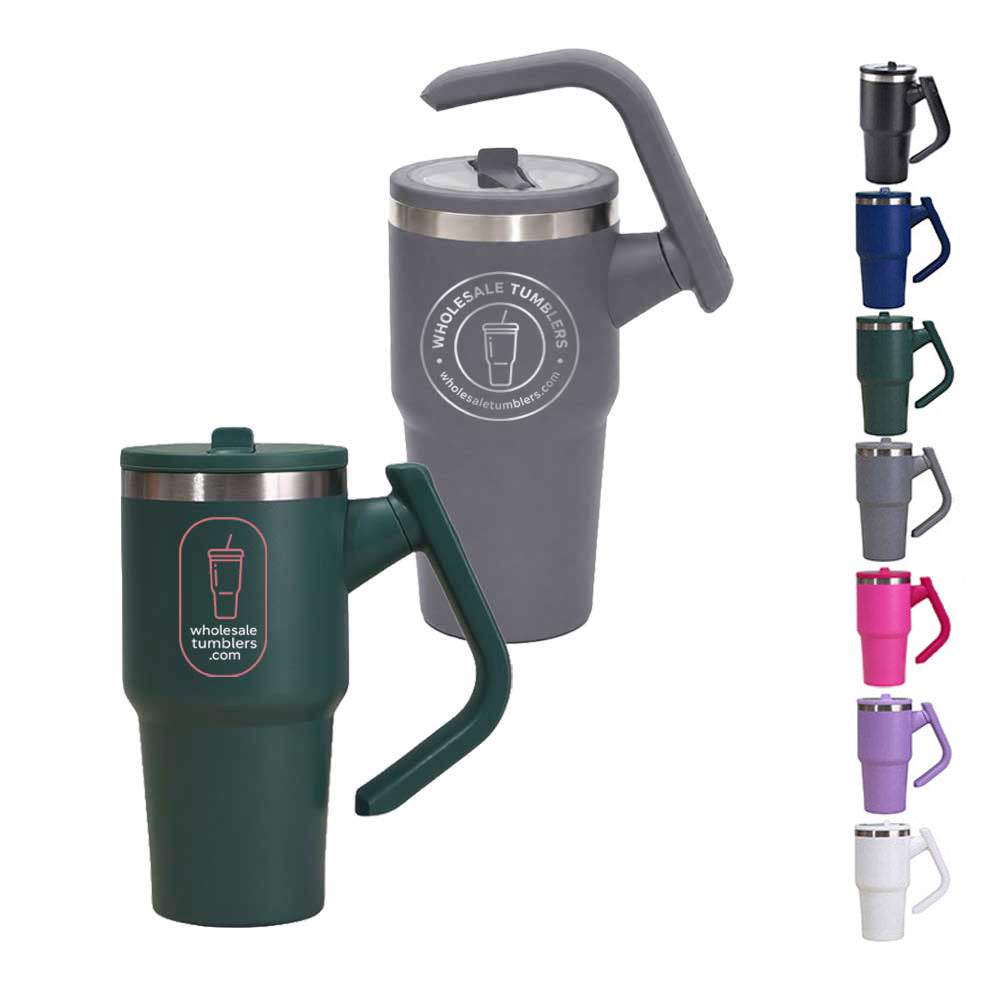 Wholesale Custom Logo 20oz Handled Travel Tumbler with Rotating Handle - Main View