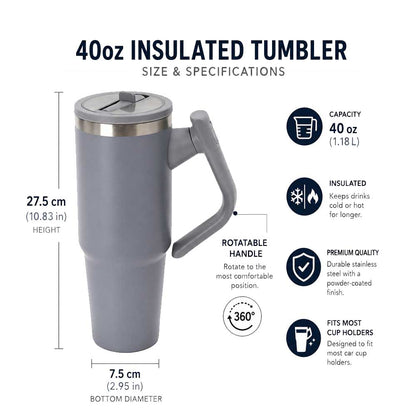 Wholesale Custom Logo 40oz Insulated Handled Tumbler with Rotating Handle - Product Image 8