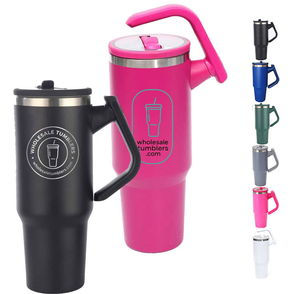 Wholesale Custom Logo 40oz Insulated Handled Tumbler with Rotating Handle - Product Image 9