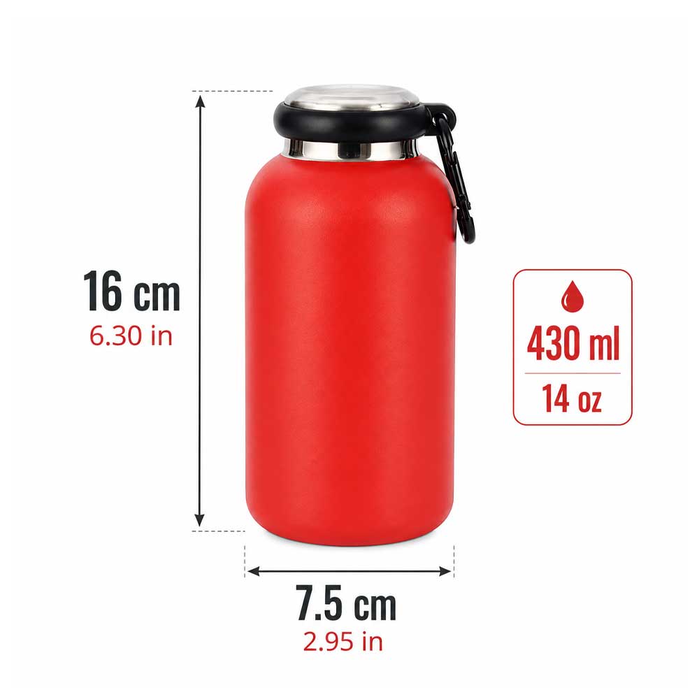 Wholesale Custom Logo 14oz Insulated Water Bottle with Carabiner Clip - Product Image 8