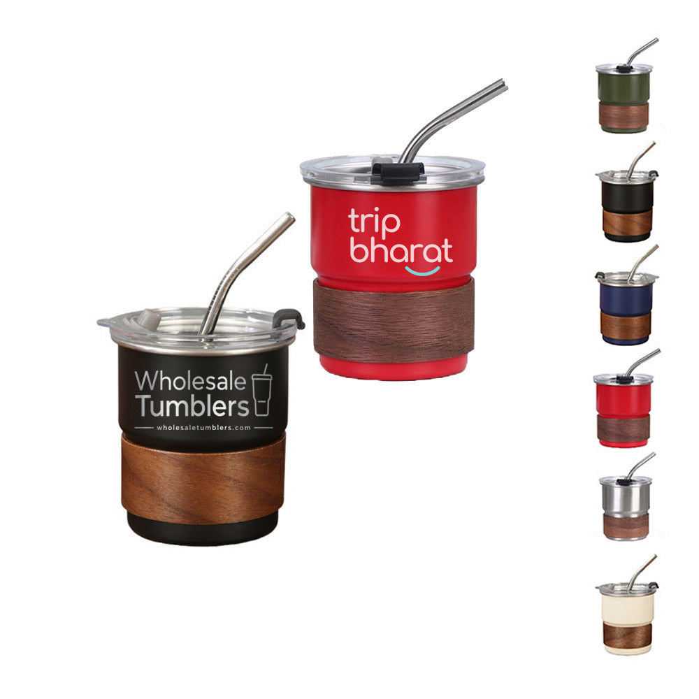 Wholesale Custom Logo 10oz Wood Sleeve Lowball Tumbler - Main View