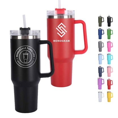 Wholesale Custom Logo 40oz Tumbler with Handle and Straw - Main View