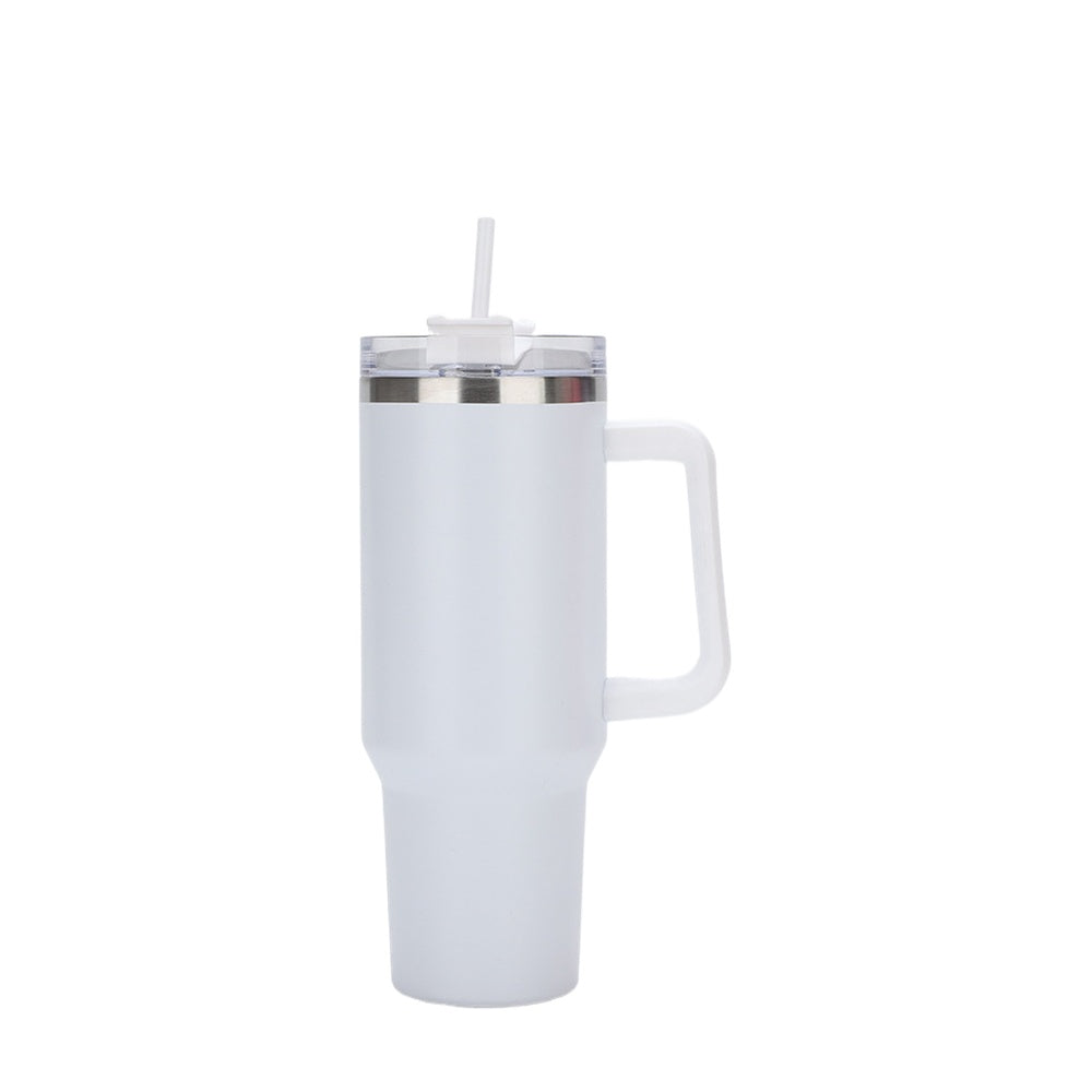 Wholesale Custom Logo 40oz Tumbler with Handle and Straw - WHITE