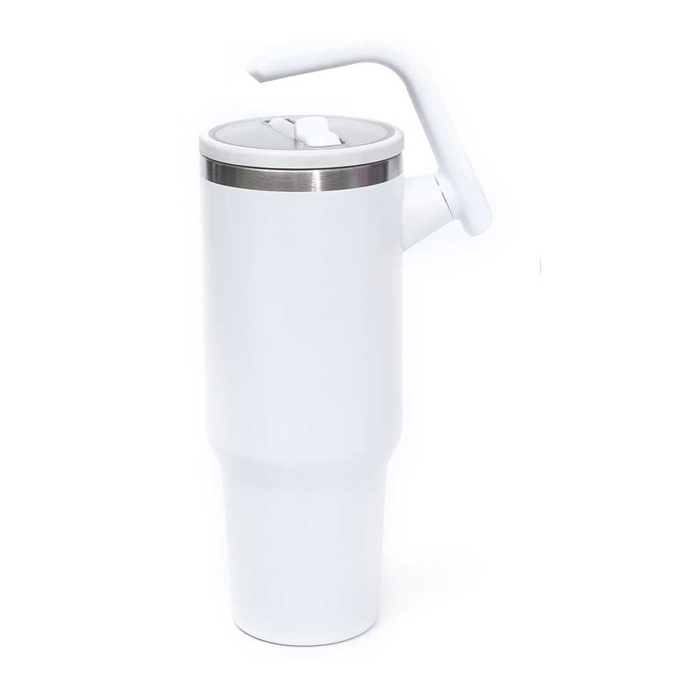 Wholesale Custom Logo 40oz Insulated Handled Tumbler with Rotating Handle - WHITE