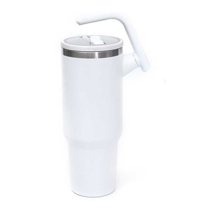 Wholesale Custom Logo 40oz Insulated Handled Tumbler with Rotating Handle - WHITE