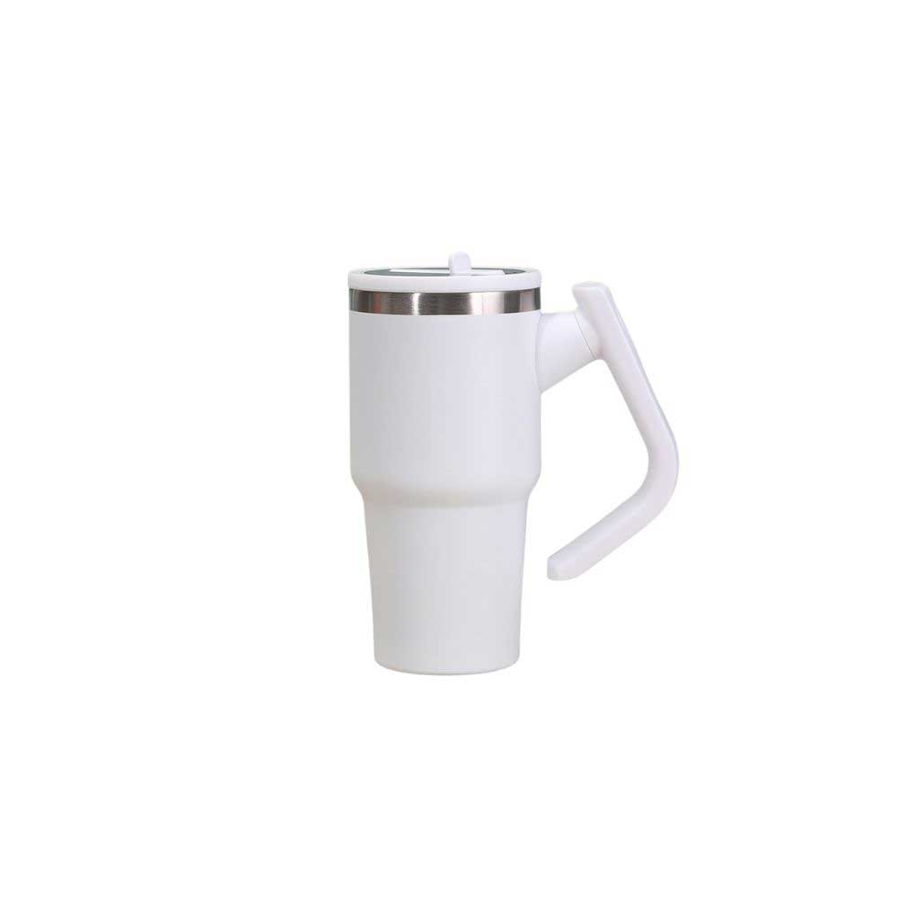 Wholesale Custom Logo 20oz Handled Travel Tumbler with Rotating Handle - Color - WHITE