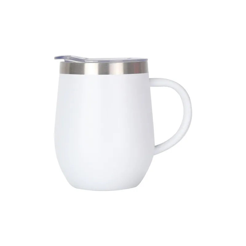 Wholesale Custom Logo 12oz Insulated Wine Tumbler with Handle - White