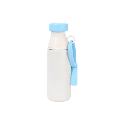 Wholesale Custom Logo 18oz Milk Bottle Shape Water Bottle Dual Tier Straw and Swig - White