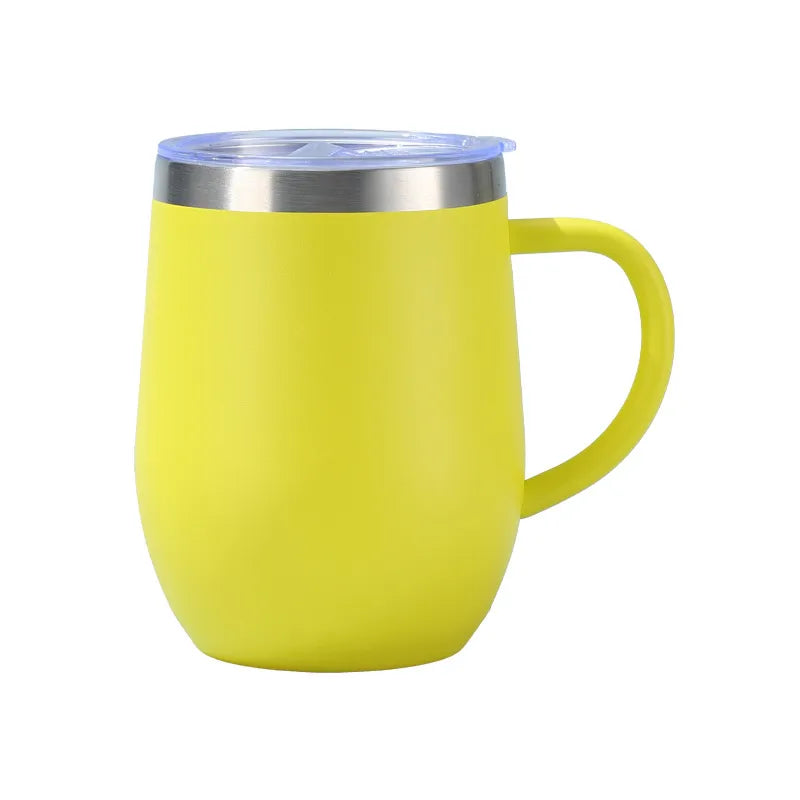 Wholesale Custom Logo 12oz Insulated Wine Tumbler with Handle - Yellow