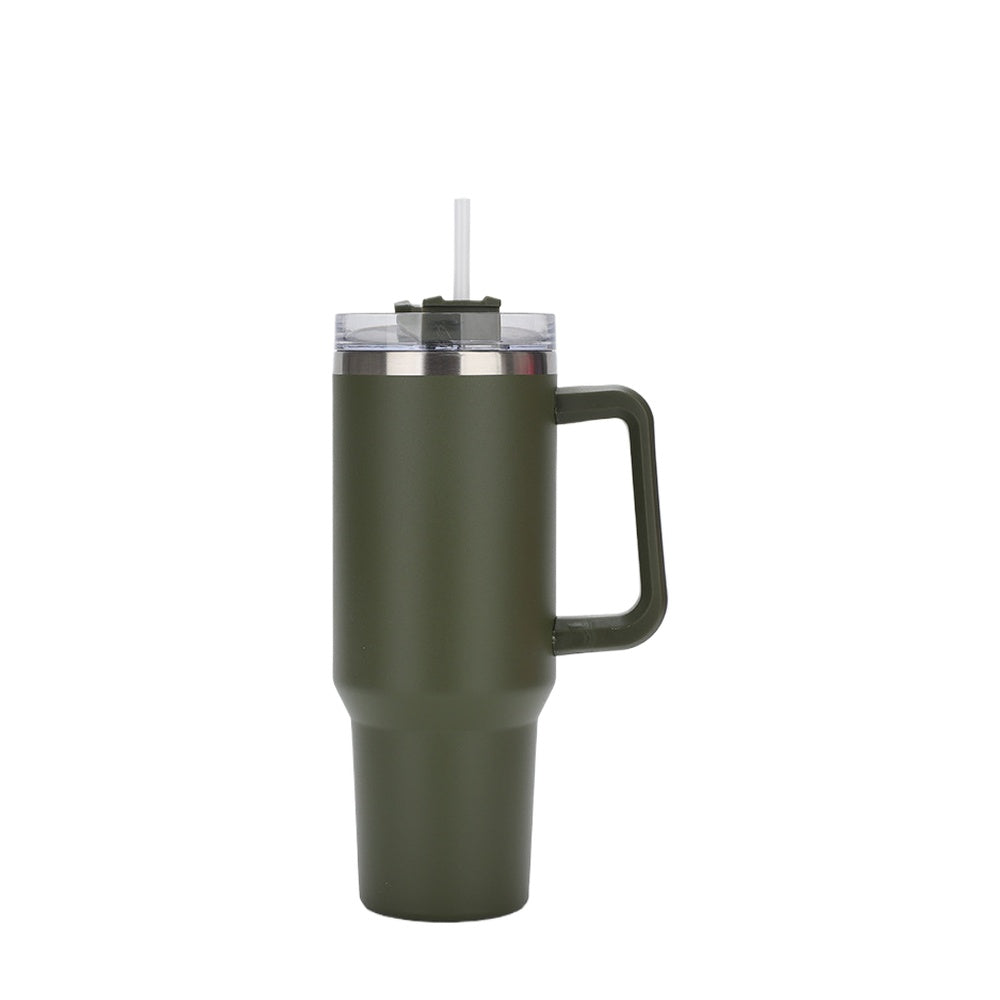 Wholesale Custom Logo 40oz Tumbler with Handle and Straw - army green