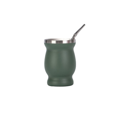Wholesale Custom Logo 8oz Insulated Yerba Mate Cup with Straw - army green