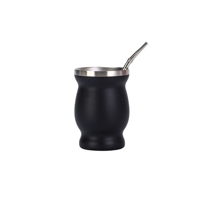 Wholesale Custom Logo 8oz Insulated Yerba Mate Cup with Straw - black