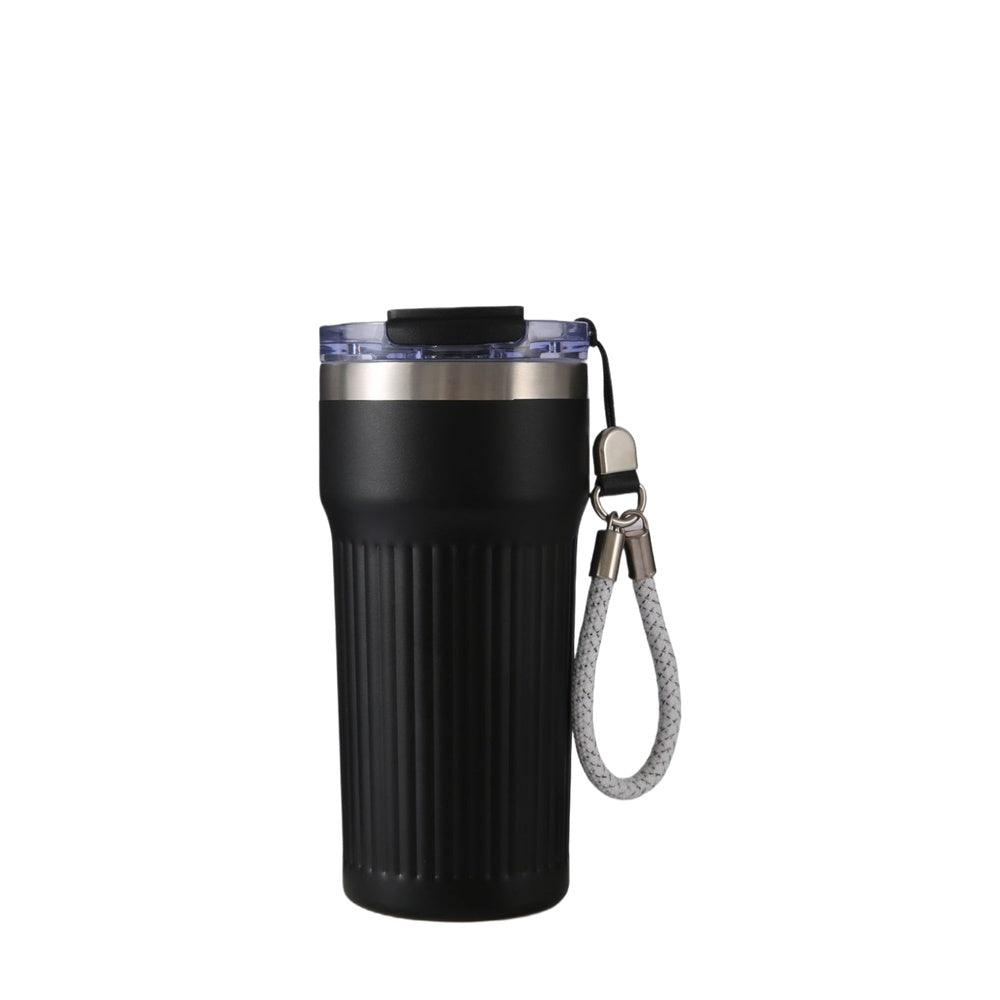 Wholesale Custom Logo 18oz Ribbed Stainless Steel Tumbler - black