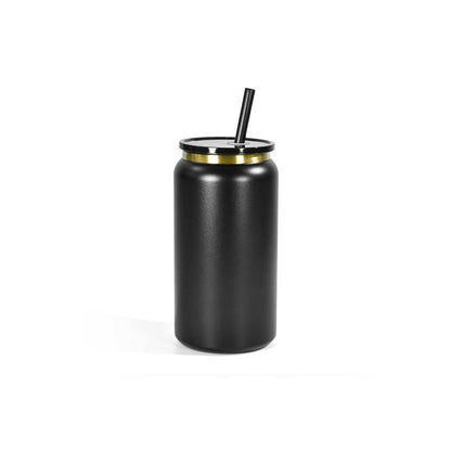 Wholesale Custom Logo 16oz Can Shaped Insulated Straw Tumbler - black