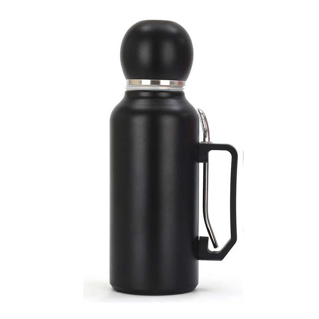 Wholesale Custom Logo 44oz Yerba Mate Insulated Bottle Set with Cup & Bombilla - black