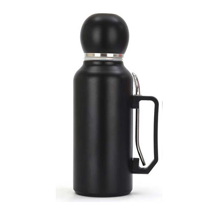Wholesale Custom Logo 44oz Yerba Mate Insulated Bottle Set with Cup & Bombilla - black