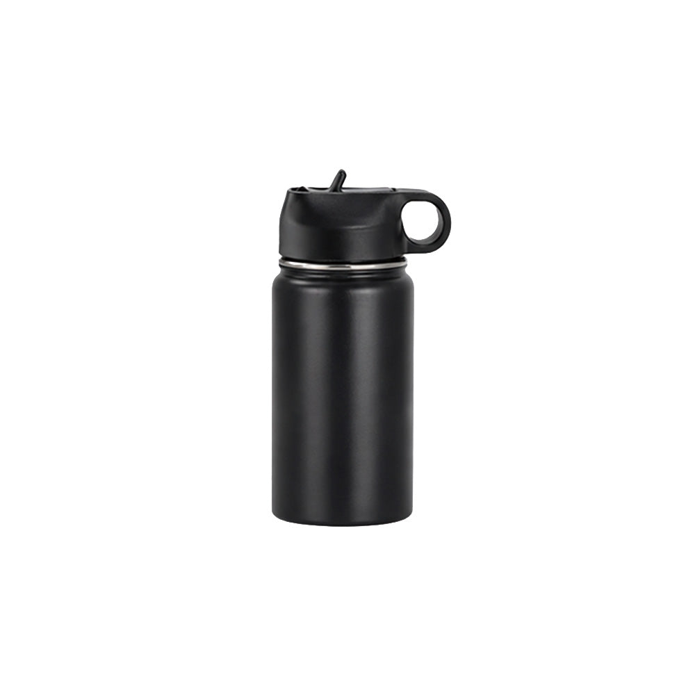Wholesale Custom Logo 12oz Stainless Steel Water Bottle with Flip Straw - black