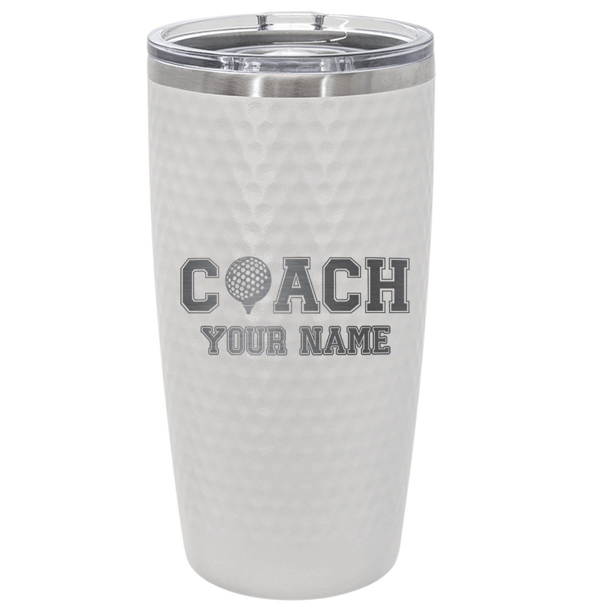Custom Golf Coach Tumbler – Personalized 20oz Stainless Steel Cup with Name, Golf Ball Icon Design, Coach Appreciation Gift