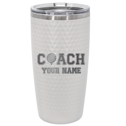 Custom Golf Coach Tumbler – Personalized 20oz Stainless Steel Cup with Name, Golf Ball Icon Design, Coach Appreciation Gift