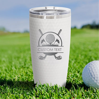 Personalized 20oz Dimpled Stainless Steel Tumbler with Golf Ball and Flags Design