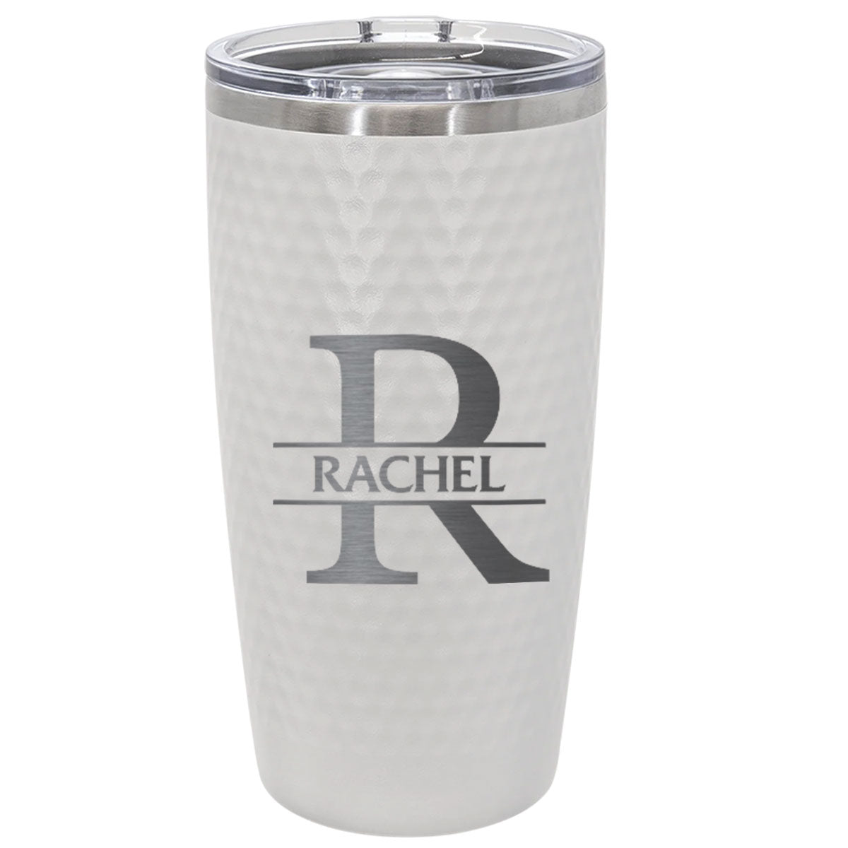 Personlaized 20oz Golf Name Tumbler , Engraved Initial and Name 20oz Stainless Steel White Golf Tumbler with Dimples