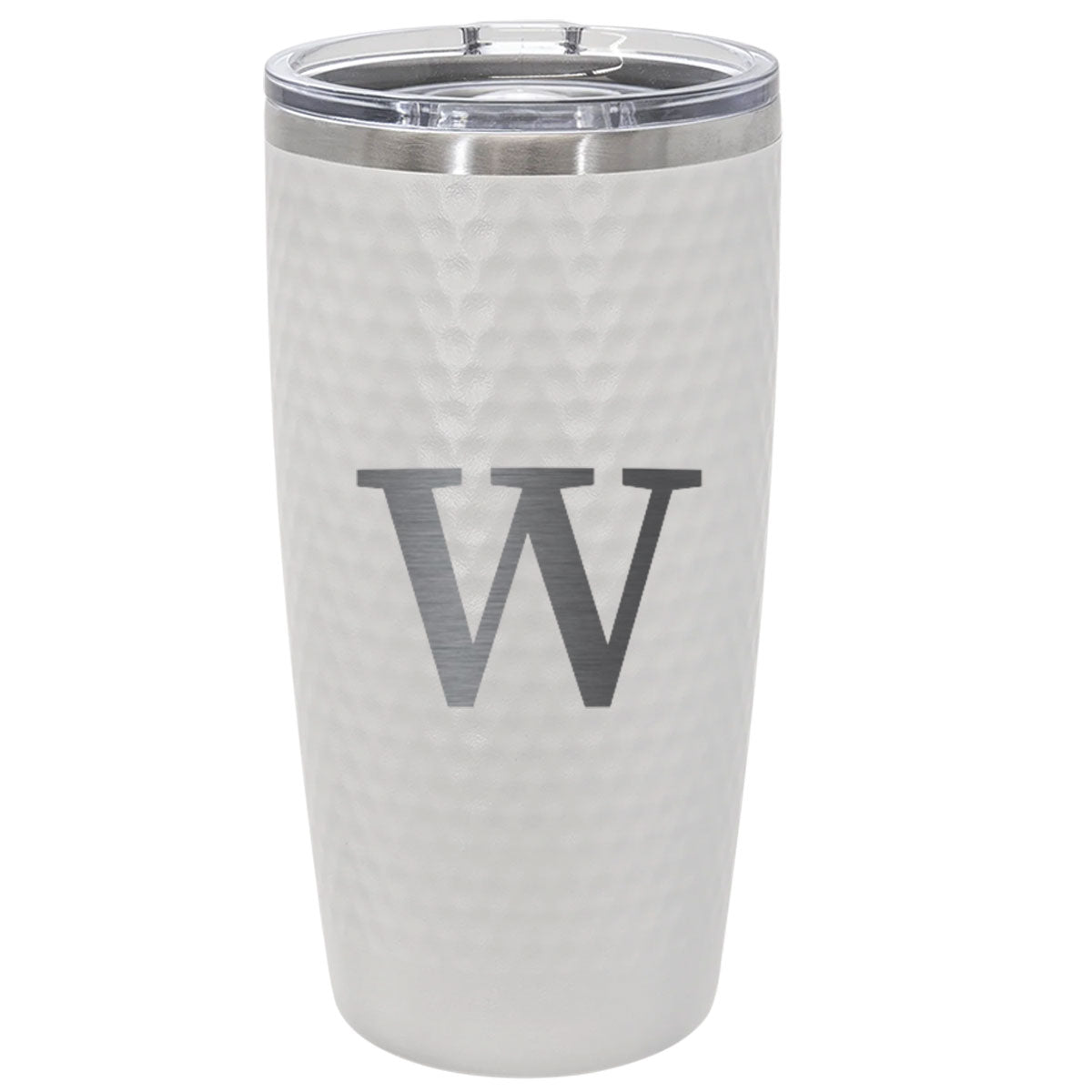 Personalized 20oz Golf Initial Tumbler – Engraved Monogram Letter Stainless Steel White Golf Cup with Dimples, Custom Gift for Him or Her