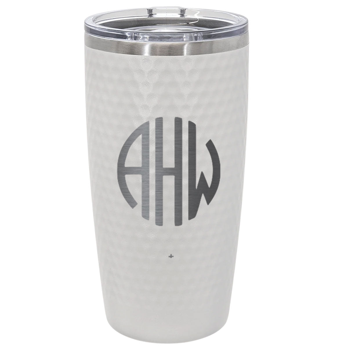 Personalized 20oz Golf Monogram Tumbler – Custom Circle Initials Stainless Steel White Dimple Cup, Engraved Gift for Him or Her