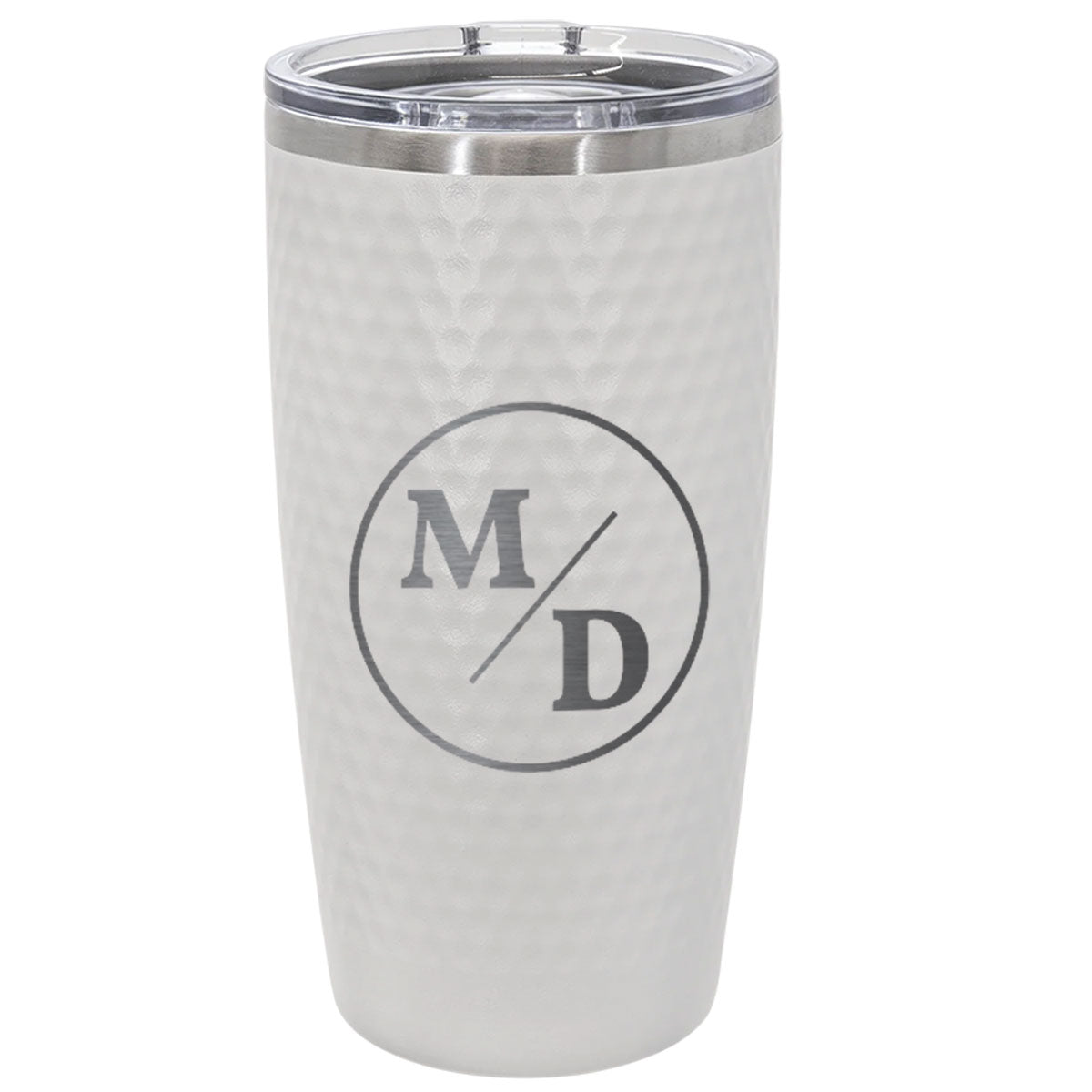 Personalized 20oz White Monogram Tumbler – Custom Initials with Circle Design, Laser Engraved Stainless Steel Cup for Couples or Everyday Use