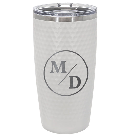 Personalized 20oz White Monogram Tumbler – Custom Initials with Circle Design, Laser Engraved Stainless Steel Cup for Couples or Everyday Use