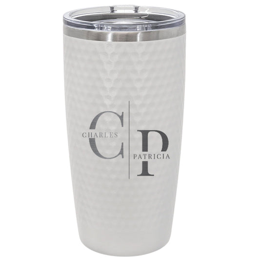 Personalized 20oz Couple Name Tumbler – Engraved Dual Initial Stainless Steel Cup for Anniversary, Wedding, or Valentine's Gift