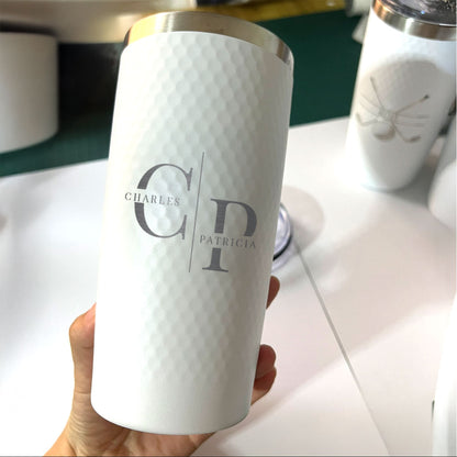 Personalized 20oz Couple Name Tumbler – Engraved Dual Initial Stainless Steel Cup for Anniversary, Wedding, or Valentine's Gift