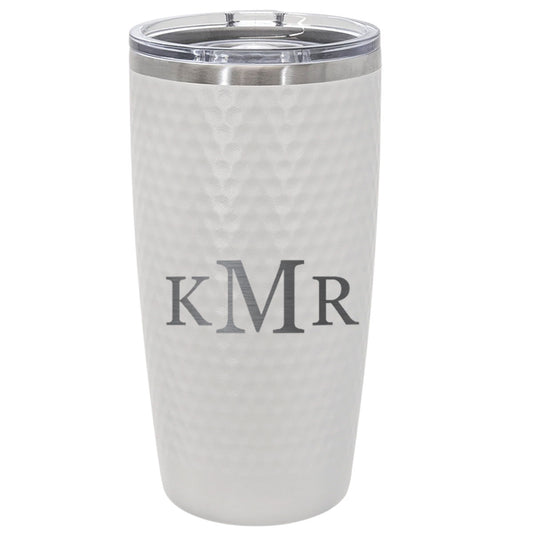 Personalized 3-Letter Monogram Tumbler – Custom Engraved 20oz Stainless Steel Cup with Classic Initial Design